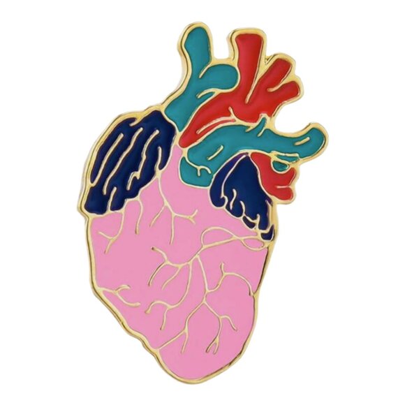 Jewelry - 🧷🫀🧠Heart-Brain Cooperation Enamel Pin /Brooch on Gold - ADORABLE!